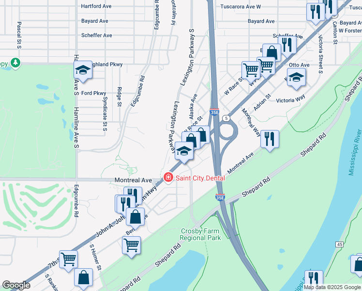 map of restaurants, bars, coffee shops, grocery stores, and more near 900 Albion Avenue in Saint Paul