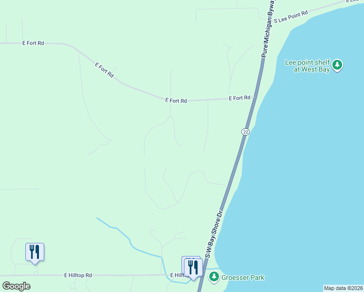 map of restaurants, bars, coffee shops, grocery stores, and more near 4499 South John Henry Drive in Suttons Bay