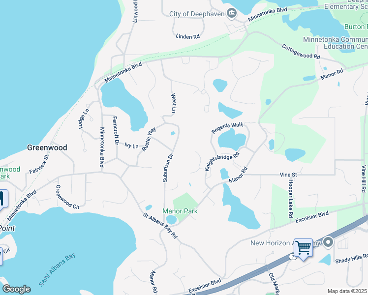 map of restaurants, bars, coffee shops, grocery stores, and more near 4915 Suburban Drive in Shorewood