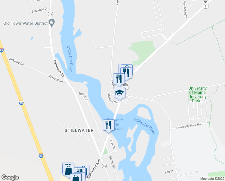 map of restaurants, bars, coffee shops, grocery stores, and more near 715 College Avenue in Old Town