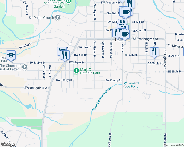 map of restaurants, bars, coffee shops, grocery stores, and more near 1494 Southwest Ellis Street in Dallas