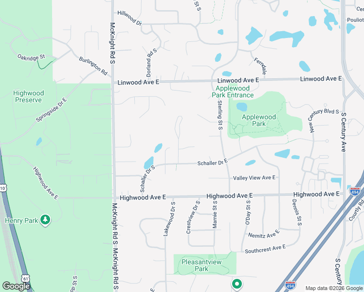 map of restaurants, bars, coffee shops, grocery stores, and more near 840 Crestview Drive South in Maplewood