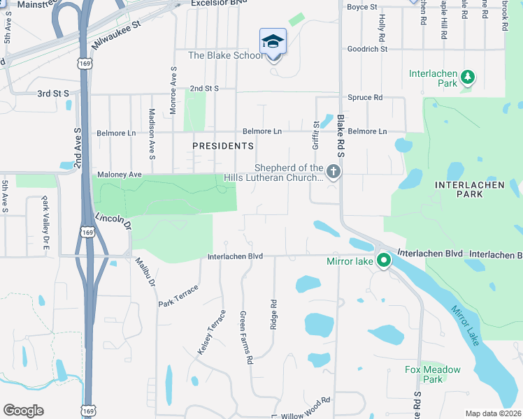 map of restaurants, bars, coffee shops, grocery stores, and more near 609 Waterman Circle in Hopkins