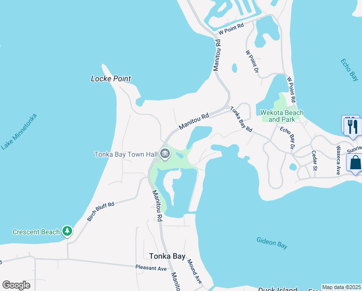 map of restaurants, bars, coffee shops, grocery stores, and more near 10 Woodpecker Ridge Road in Excelsior