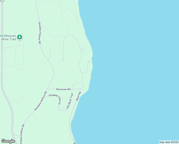 map of restaurants, bars, coffee shops, grocery stores, and more near 15636 Bluff Road in Traverse City