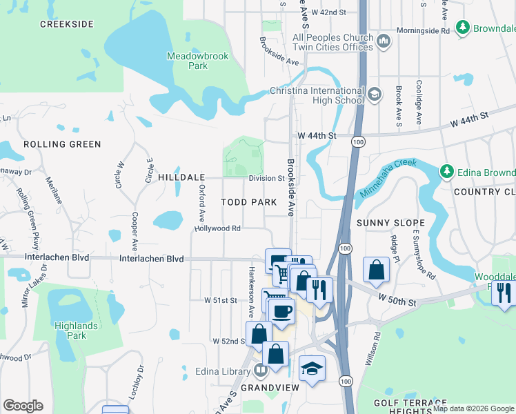 map of restaurants, bars, coffee shops, grocery stores, and more near 4521 Rutledge Avenue in Minneapolis