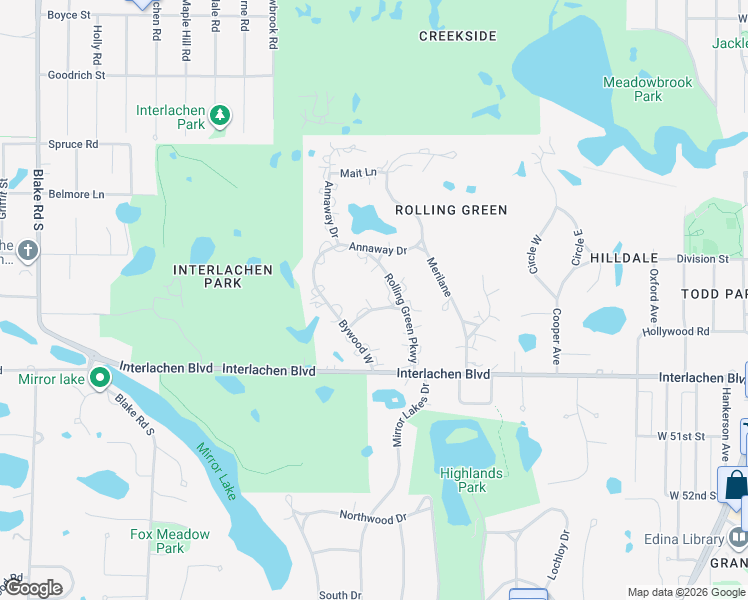 map of restaurants, bars, coffee shops, grocery stores, and more near 4812 Rolling Green Parkway in Minneapolis