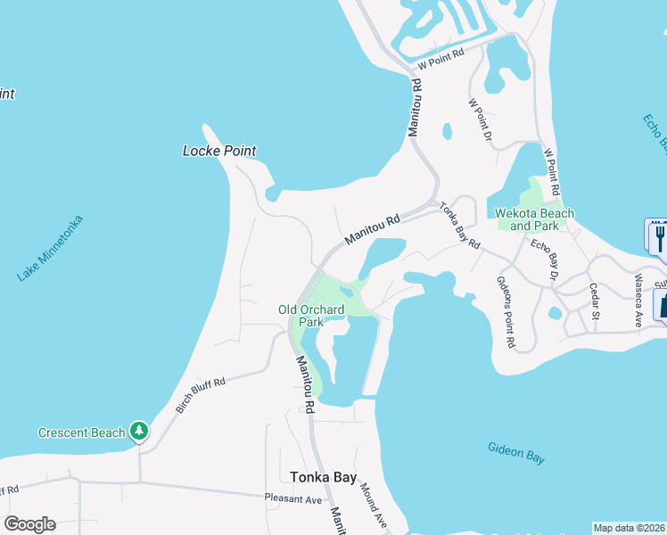 map of restaurants, bars, coffee shops, grocery stores, and more near 12 Woodpecker Ridge Road in Excelsior