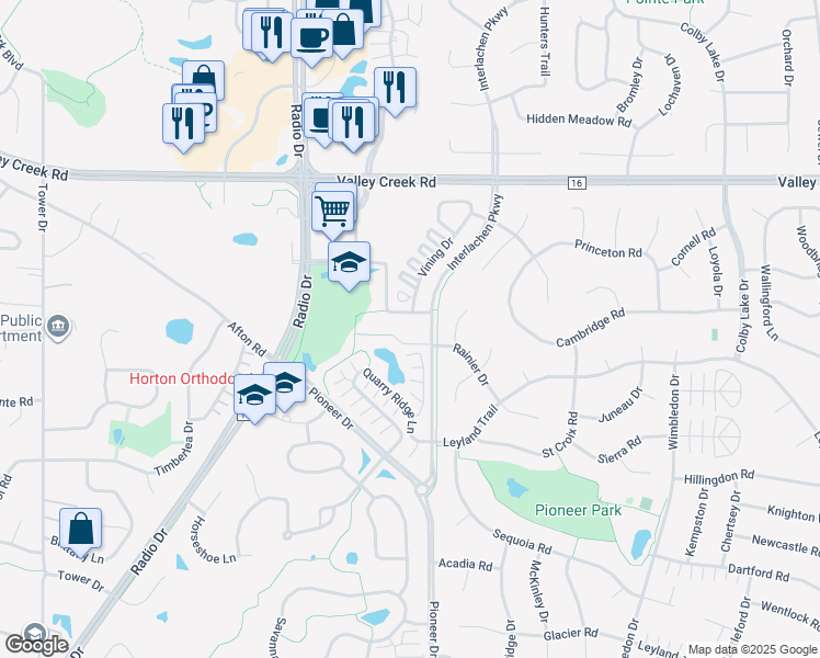 map of restaurants, bars, coffee shops, grocery stores, and more near 8725 Promenade Lane in Woodbury