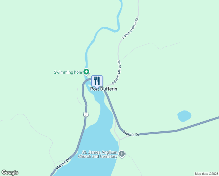 map of restaurants, bars, coffee shops, grocery stores, and more near 8 Dufferin Mines Road in Port Dufferin