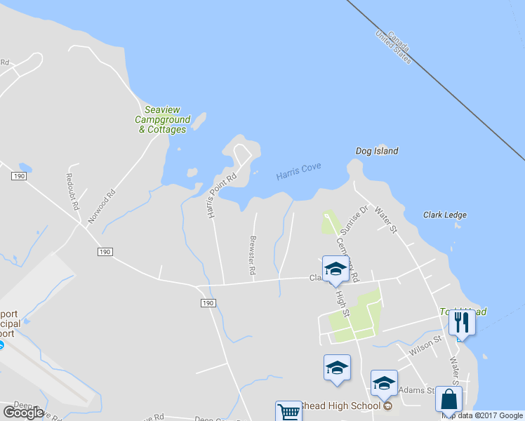 map of restaurants, bars, coffee shops, grocery stores, and more near 14 Brewster Road in Eastport