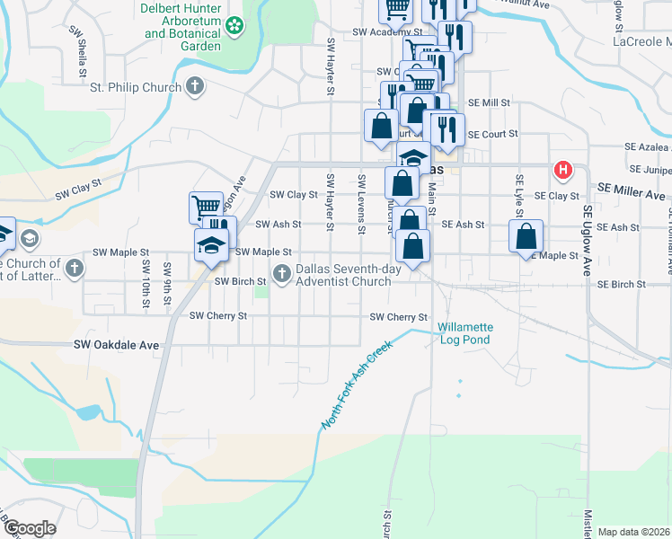 map of restaurants, bars, coffee shops, grocery stores, and more near 1358 Southwest Hayter Street in Dallas