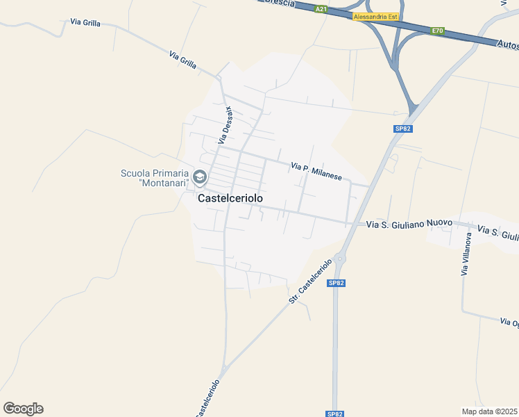 map of restaurants, bars, coffee shops, grocery stores, and more near 25 Via San Giuliano Nuovo in Castelceriolo