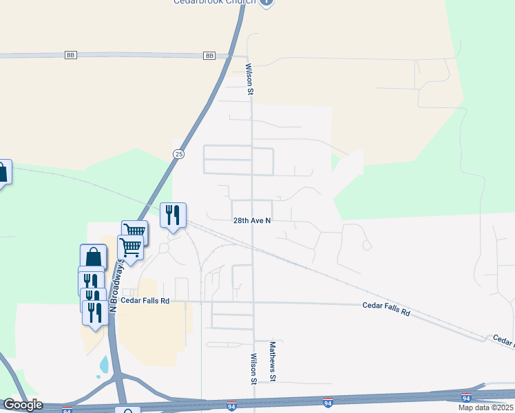 map of restaurants, bars, coffee shops, grocery stores, and more near 2820 Wilson Street in Menomonie