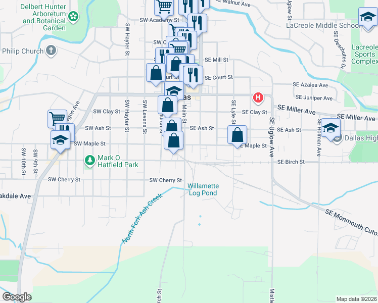 map of restaurants, bars, coffee shops, grocery stores, and more near 1338 Main Street in Dallas