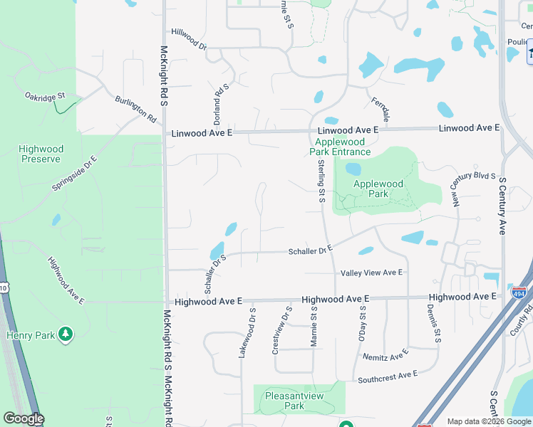map of restaurants, bars, coffee shops, grocery stores, and more near 840 Crestview Drive South in Maplewood