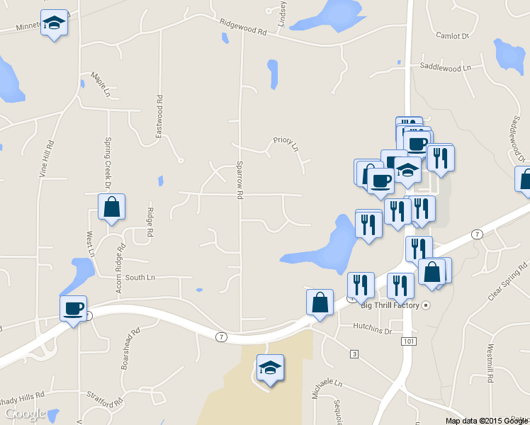 map of restaurants, bars, coffee shops, grocery stores, and more near 18224 Hermitage Way in Minnetonka
