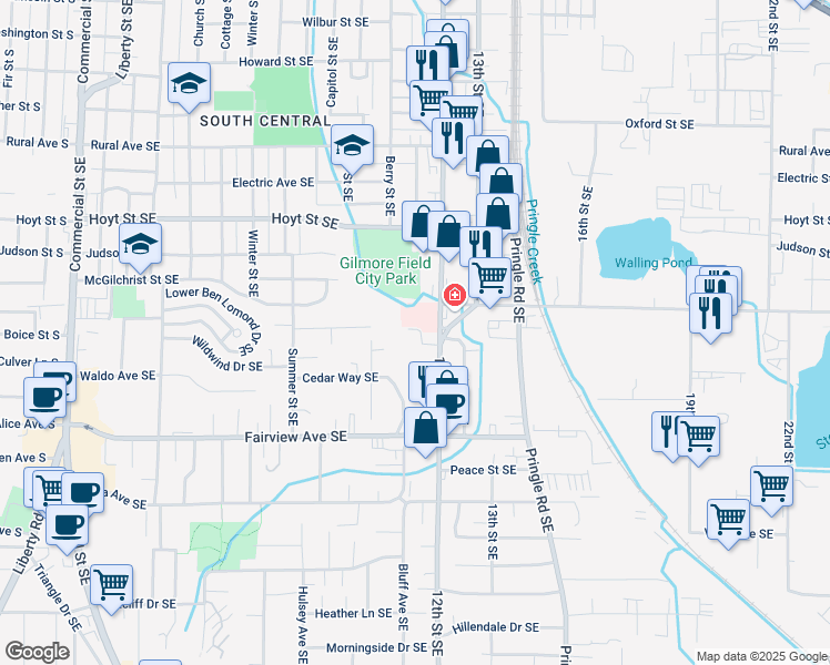 map of restaurants, bars, coffee shops, grocery stores, and more near 29 Cannon Street Southeast in Salem