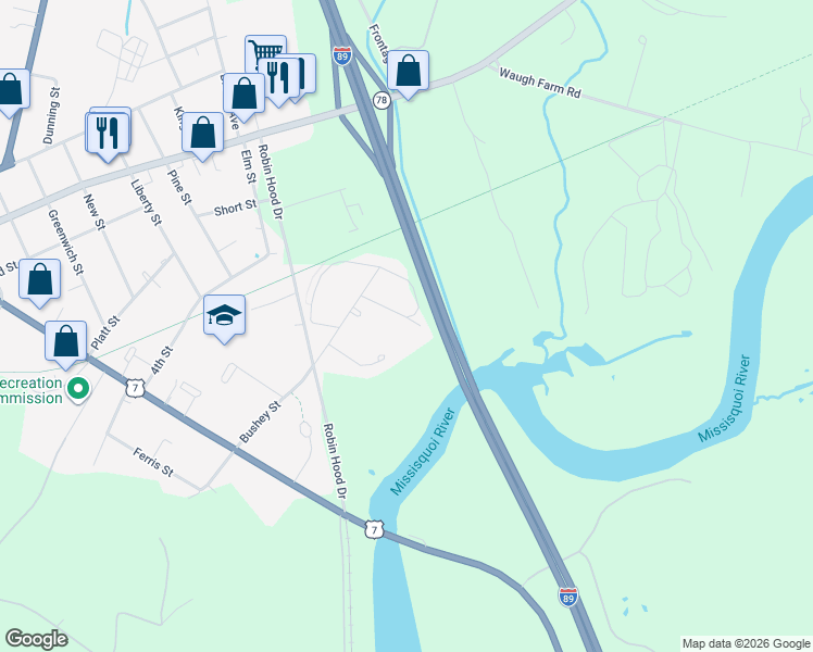 map of restaurants, bars, coffee shops, grocery stores, and more near 10 Andy Avenue in Franklin County