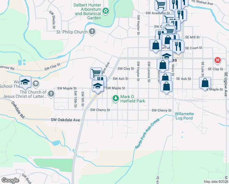 map of restaurants, bars, coffee shops, grocery stores, and more near 1350 Southwest Brown Street in Dallas