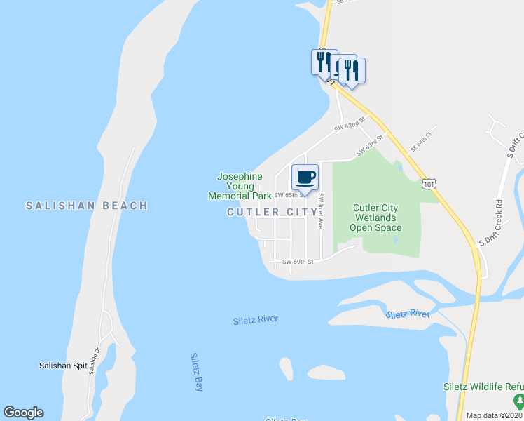 map of restaurants, bars, coffee shops, grocery stores, and more near 846 Southwest 66th Street in Lincoln City