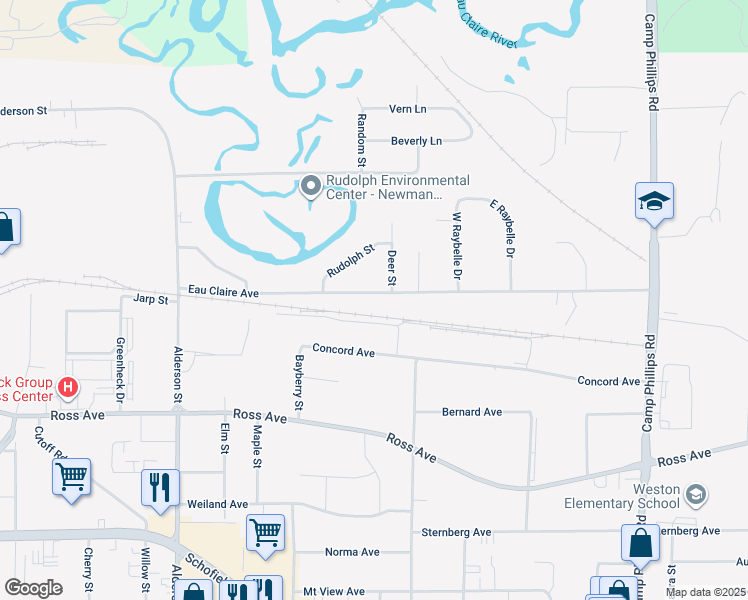 map of restaurants, bars, coffee shops, grocery stores, and more near 3207 Eau Claire Avenue in Weston