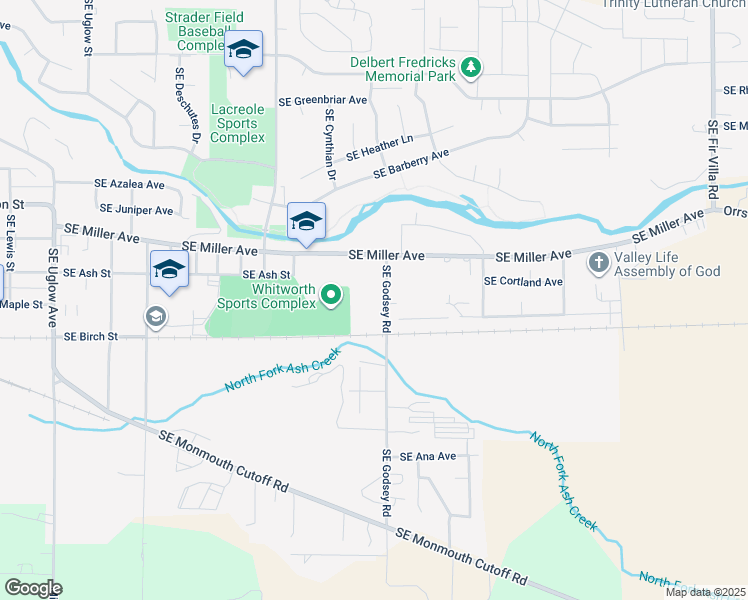 map of restaurants, bars, coffee shops, grocery stores, and more near 1343 Southeast Godsey Road in Dallas