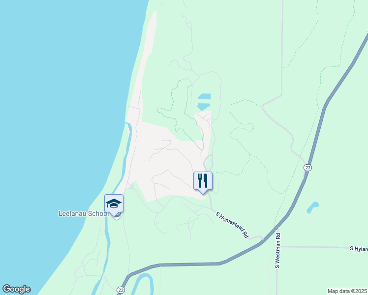 map of restaurants, bars, coffee shops, grocery stores, and more near 5187-5891 Timbercrest in Leelanau