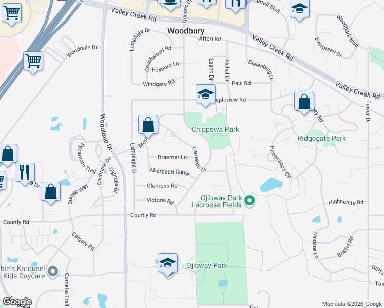 map of restaurants, bars, coffee shops, grocery stores, and more near 7217 Braemar Lane in Saint Paul
