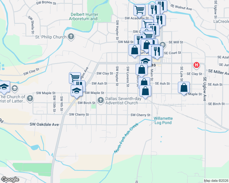 map of restaurants, bars, coffee shops, grocery stores, and more near 1330 Southwest Ellis Street in Dallas