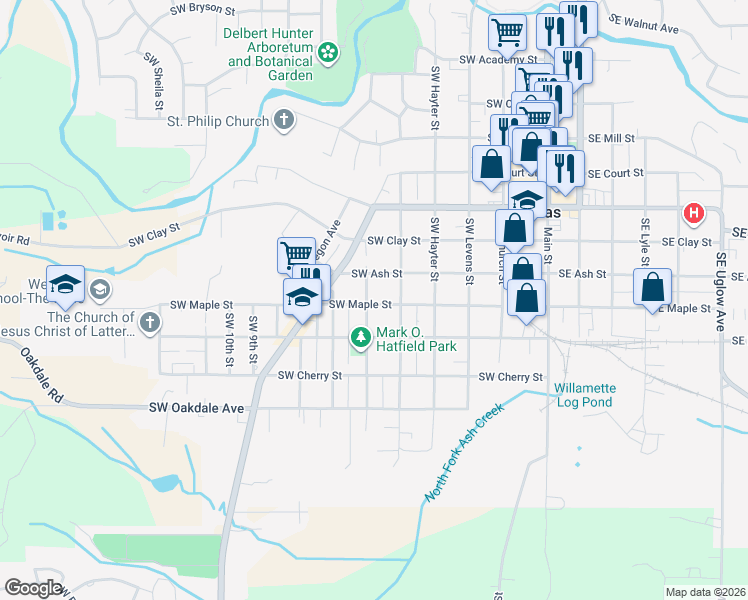 map of restaurants, bars, coffee shops, grocery stores, and more near 1350 Southwest Stump Street in Dallas