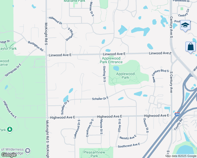 map of restaurants, bars, coffee shops, grocery stores, and more near 2471 Timber Court in Saint Paul