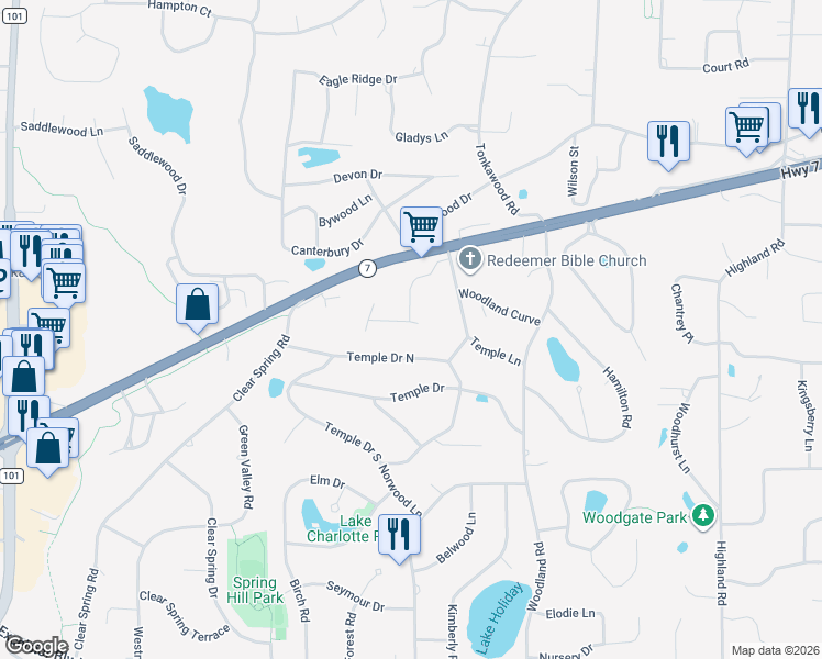 map of restaurants, bars, coffee shops, grocery stores, and more near 4721 Spring Circle in Minnetonka