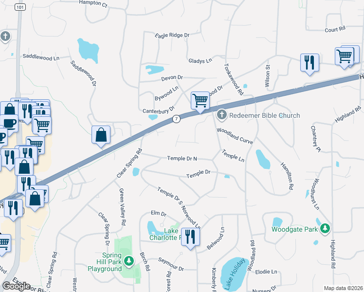 map of restaurants, bars, coffee shops, grocery stores, and more near 4850 Spring Circle in Minnetonka