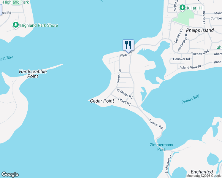 map of restaurants, bars, coffee shops, grocery stores, and more near 3355 Warner Lane in Mound