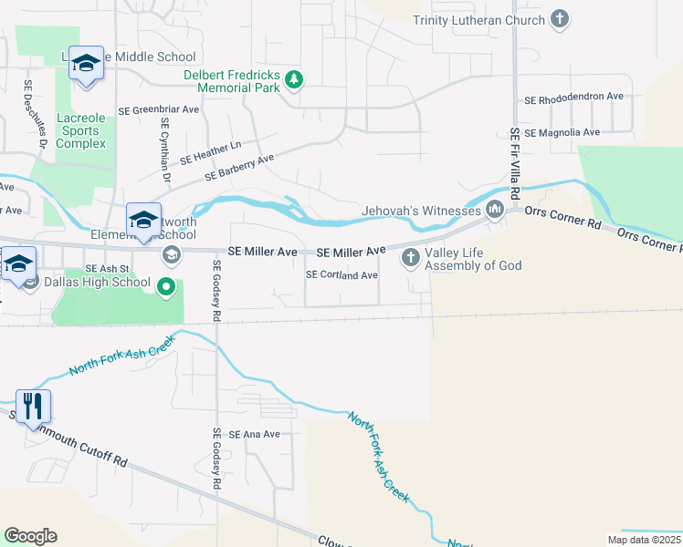 map of restaurants, bars, coffee shops, grocery stores, and more near 1613 Southeast Miller Avenue in Dallas