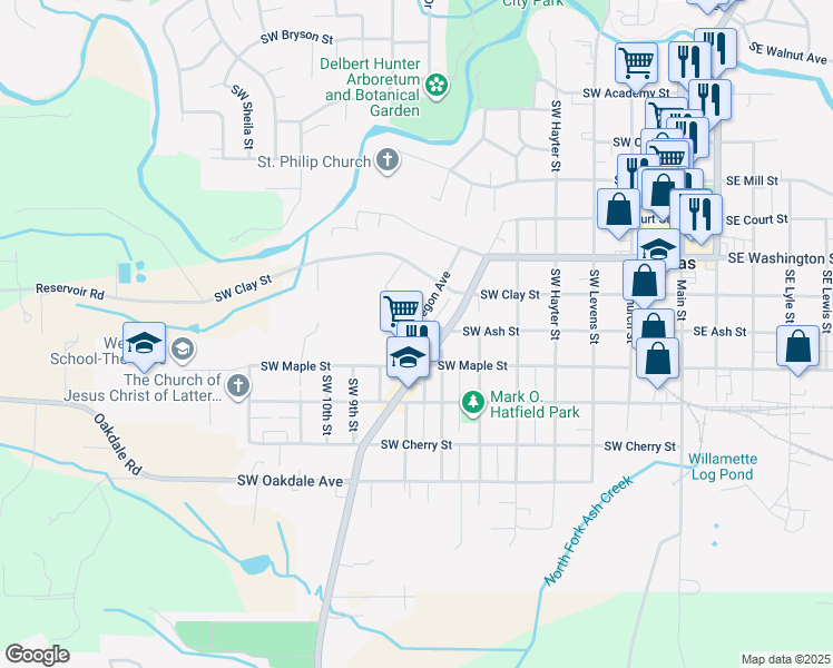 map of restaurants, bars, coffee shops, grocery stores, and more near 1228 Southwest Oregon Avenue in Dallas