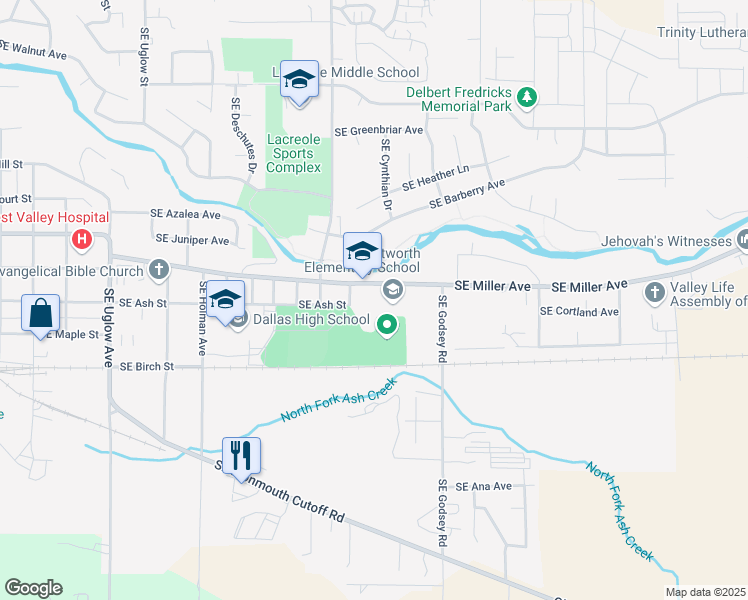 map of restaurants, bars, coffee shops, grocery stores, and more near 1151 Southeast Miller Avenue in Dallas