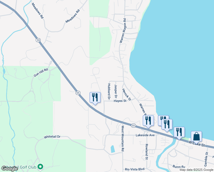 map of restaurants, bars, coffee shops, grocery stores, and more near 1317 Hubbard Drive in McCall