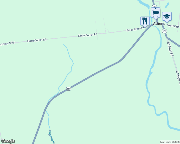 map of restaurants, bars, coffee shops, grocery stores, and more near 141 South Main Street in Athens