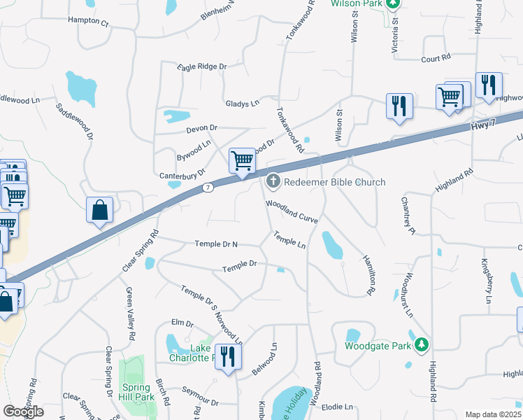 map of restaurants, bars, coffee shops, grocery stores, and more near 4728 Temple Road in Minnetonka