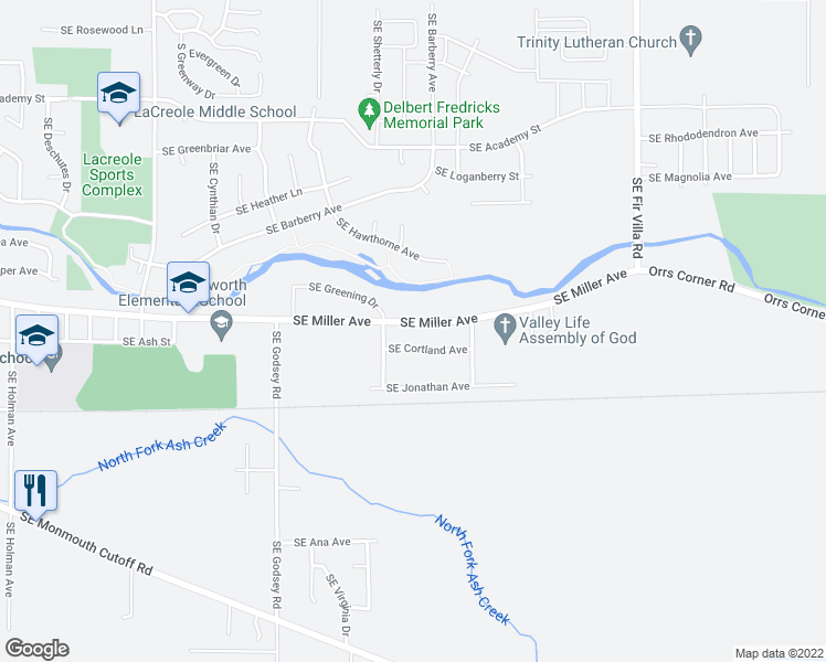 map of restaurants, bars, coffee shops, grocery stores, and more near 1613 Southeast Miller Avenue in Dallas