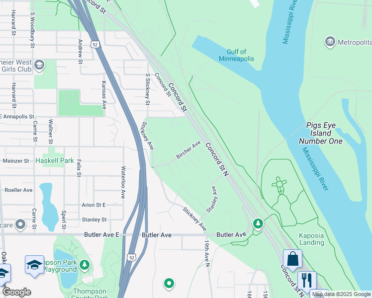 map of restaurants, bars, coffee shops, grocery stores, and more near 1603 Willis Avenue in South Saint Paul