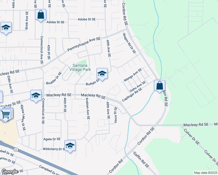 map of restaurants, bars, coffee shops, grocery stores, and more near 1069 Jenah Street Southeast in Salem