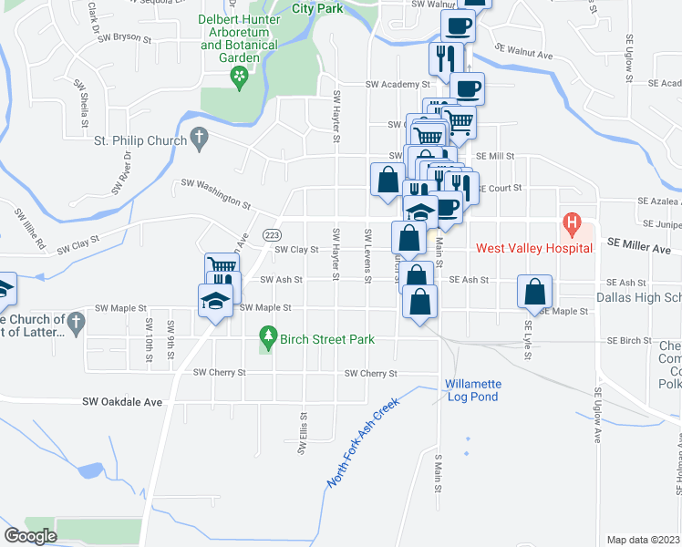map of restaurants, bars, coffee shops, grocery stores, and more near 1188 Southwest Hayter Street in Dallas