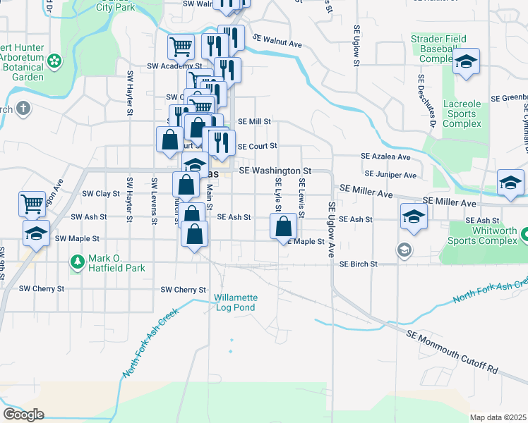 map of restaurants, bars, coffee shops, grocery stores, and more near 338 Southeast Ash Street in Dallas