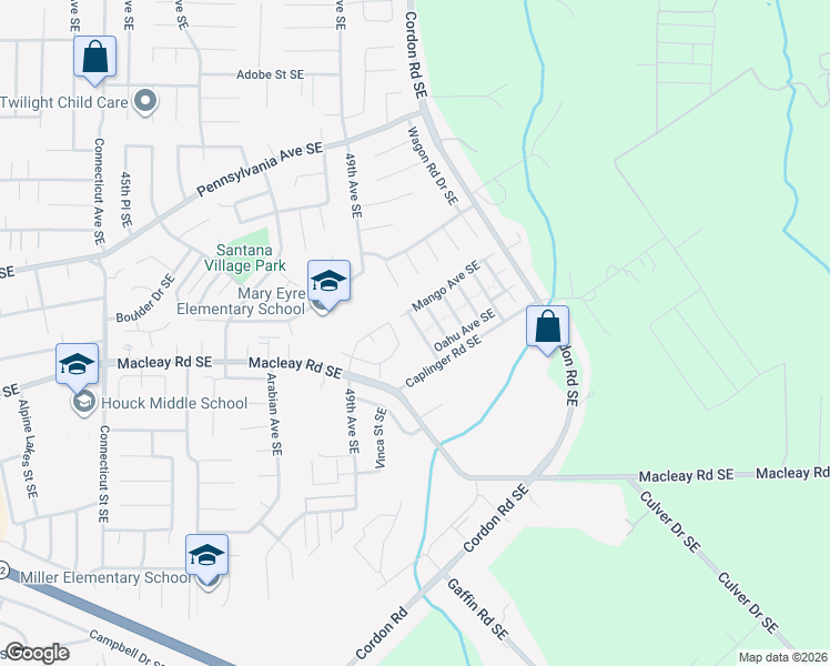 map of restaurants, bars, coffee shops, grocery stores, and more near 961 Waikiki Street Southeast in Salem