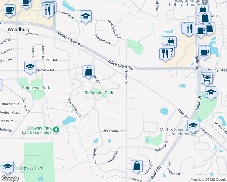 map of restaurants, bars, coffee shops, grocery stores, and more near 7839 Rimbley Road in Saint Paul