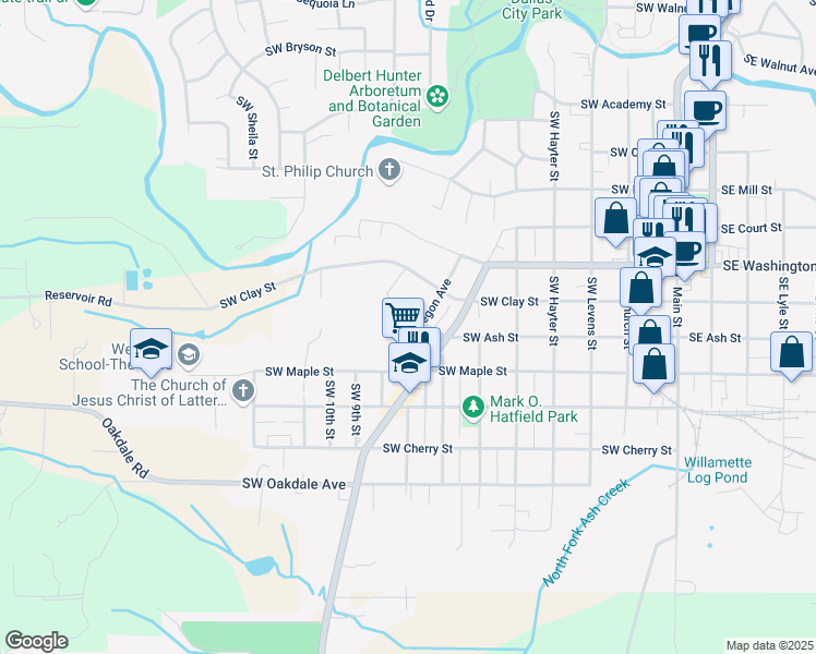 map of restaurants, bars, coffee shops, grocery stores, and more near 1228 Southwest Oregon Avenue in Dallas