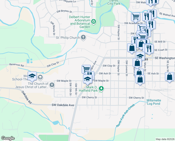 map of restaurants, bars, coffee shops, grocery stores, and more near 1228 Southwest Oregon Avenue in Dallas